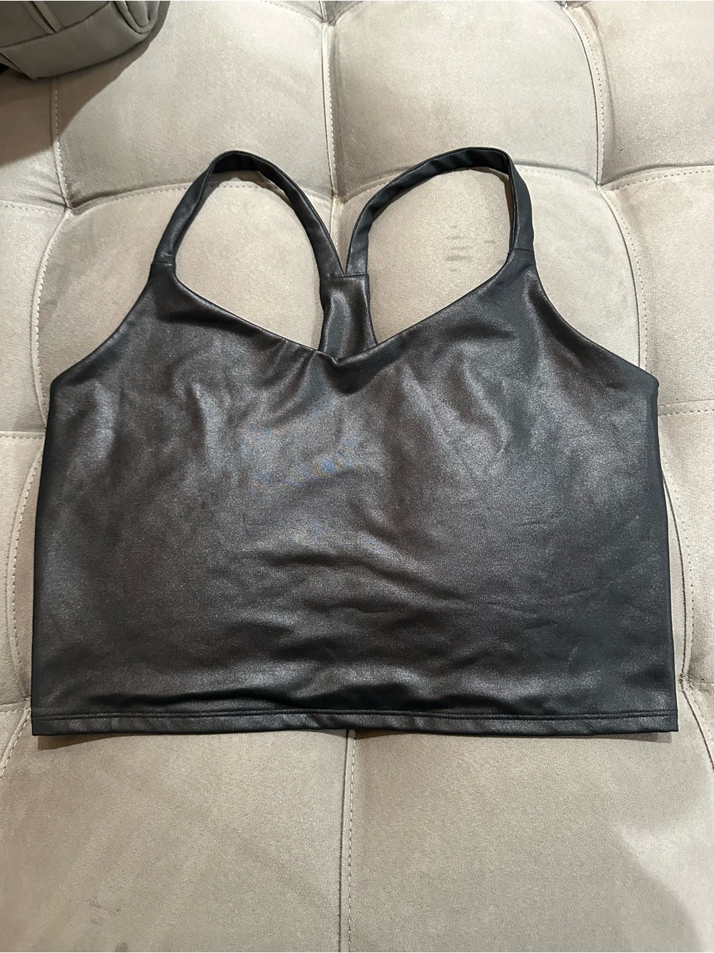 Abercrombie & Fitch Black Faux Leather Crop Tank